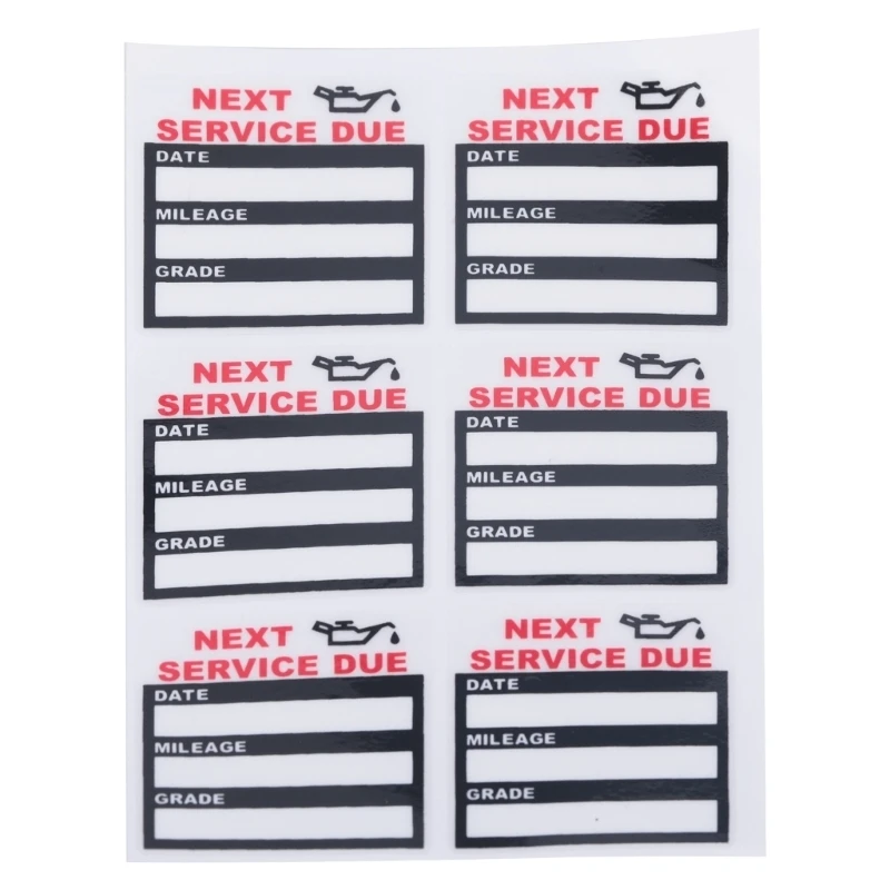 6Pcs Vehicle Service Record Stickers Waterproof Removable Markers Non Adhesive Oil Replacement Records for Vehicle