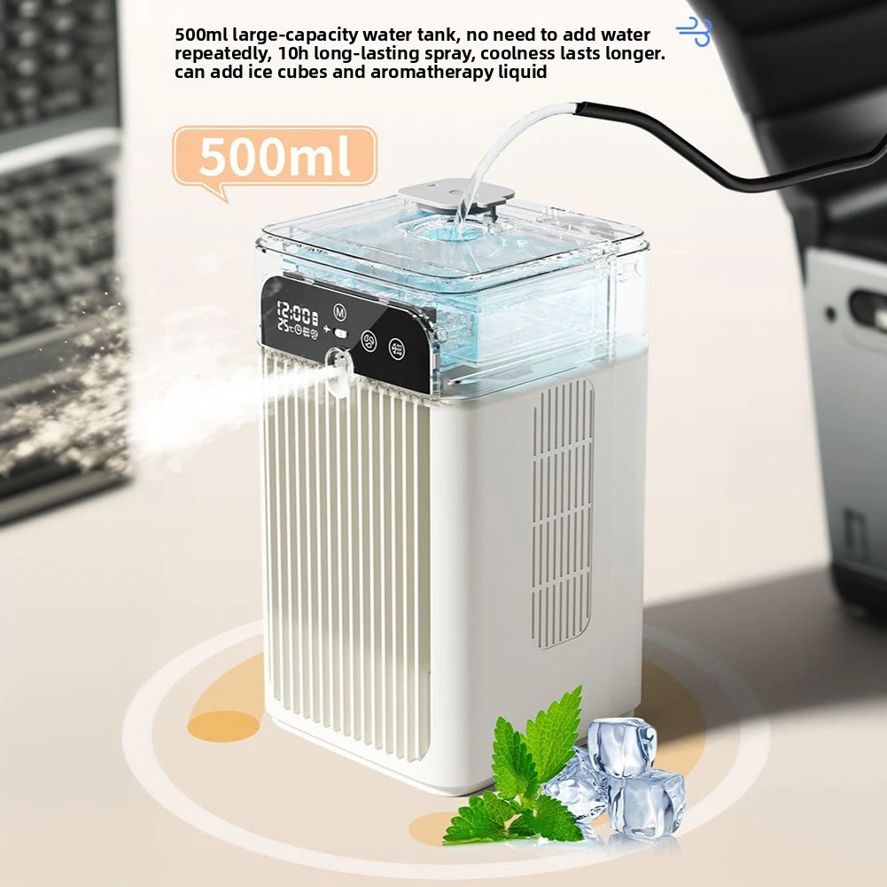 Portable Airs Conditioner Humidifier Fan 2-speed Mini Air Conditioning 500ml Water Tank Air Cooler For Office Home Bedroom