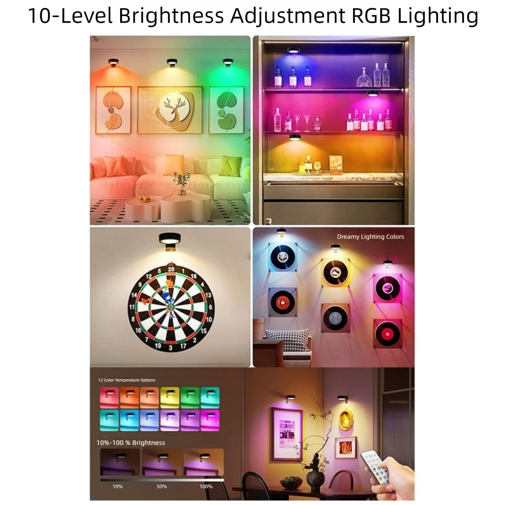 1/2/3Pcs Wall Mounted Magnetic LED Light Rechargeable No-Drill LED Wall Lamp Energy Saving Adjustable Timer Art Display Light view 5
