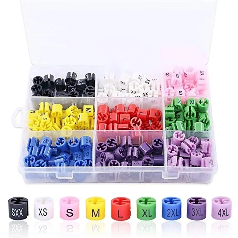 

450 Pcs Plastic Snap Retail Clothes Hanger Size Markers Garment Tags Xxs To 4xl Size Coding Colored Dividers Hanger Sign Buckle