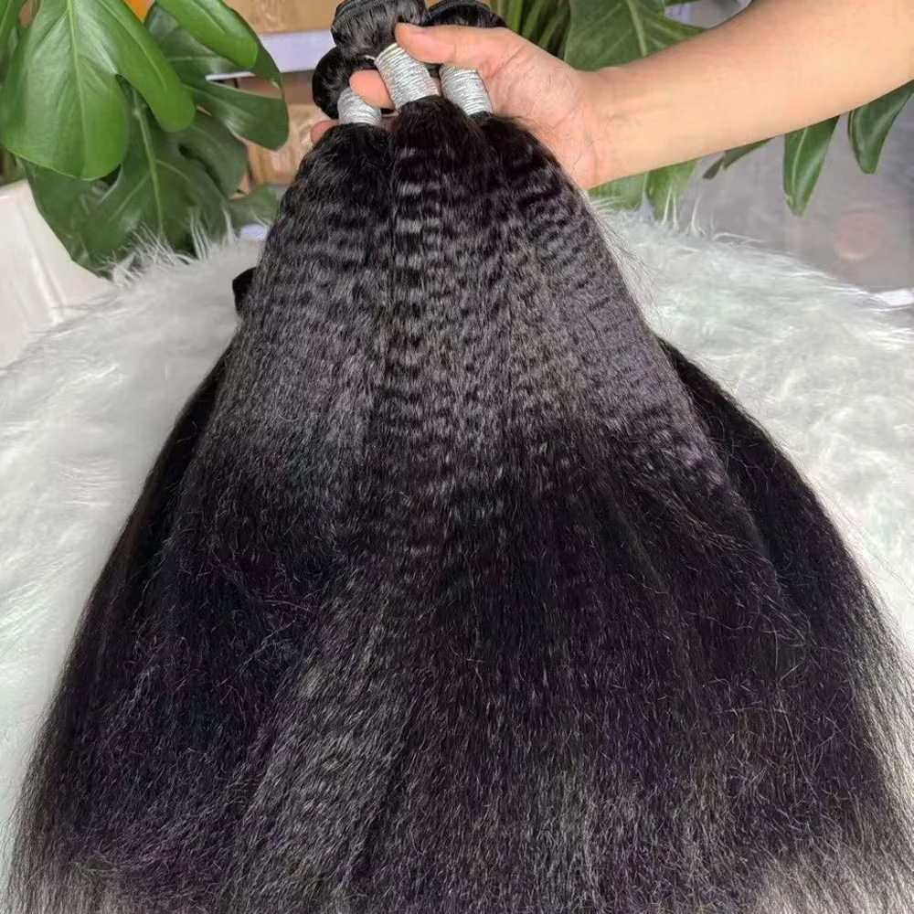 Brazilian Human Hair Bundles Kinky Straight 30 inch Virgin Hair 3 4 Bundles Coarse Yaki Sew In Quick Weave Raw Hair Extensions