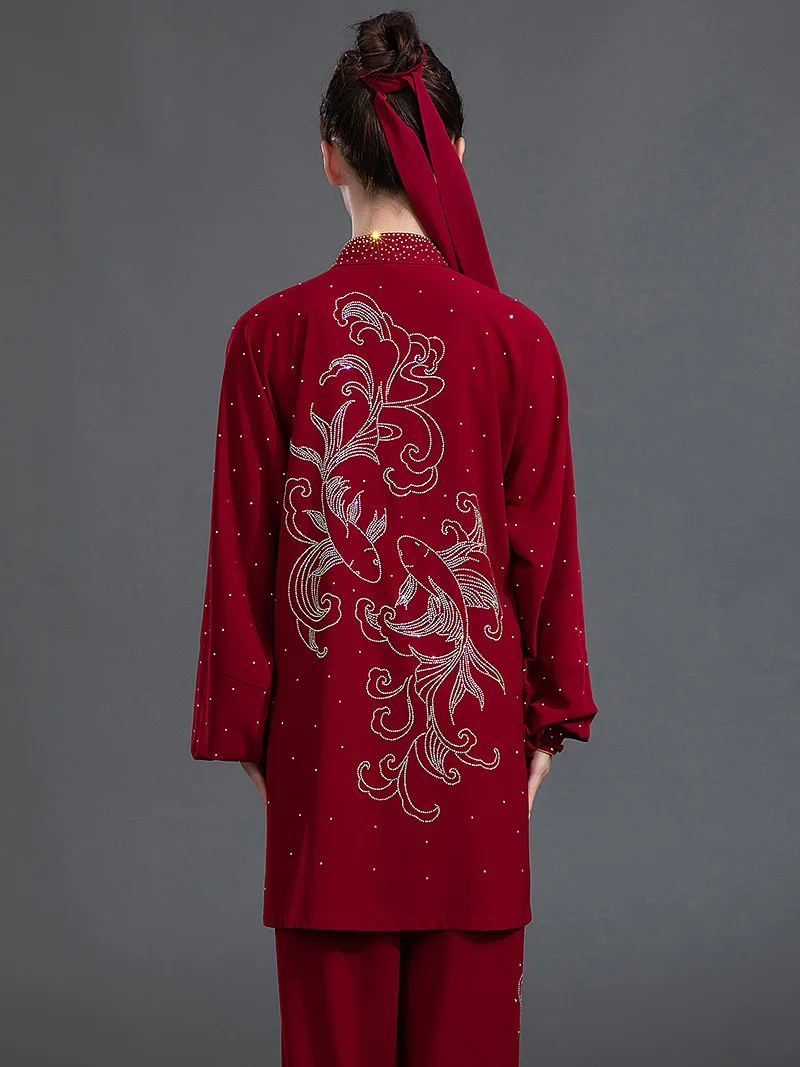 Women's 2026 New Summer Tai Chi & Baduanjin Set - Cloud Gauze, Appliqué Design, Pro Martial Arts Uniform
