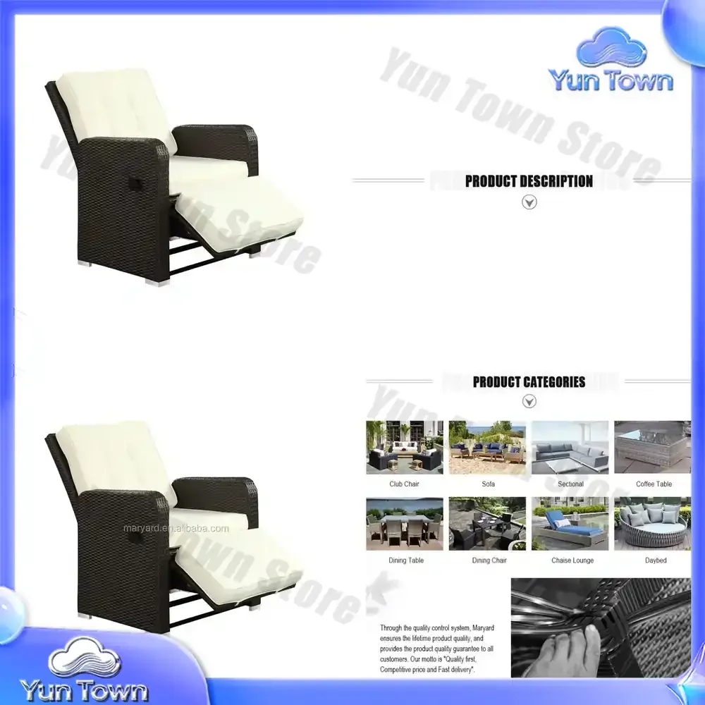 Outdoor Wicker Adjustable Recliner Chair Rattan Dining Chair Garden Aluminum Outdoor Furniture Aluminum Frame Leisure Outdoor