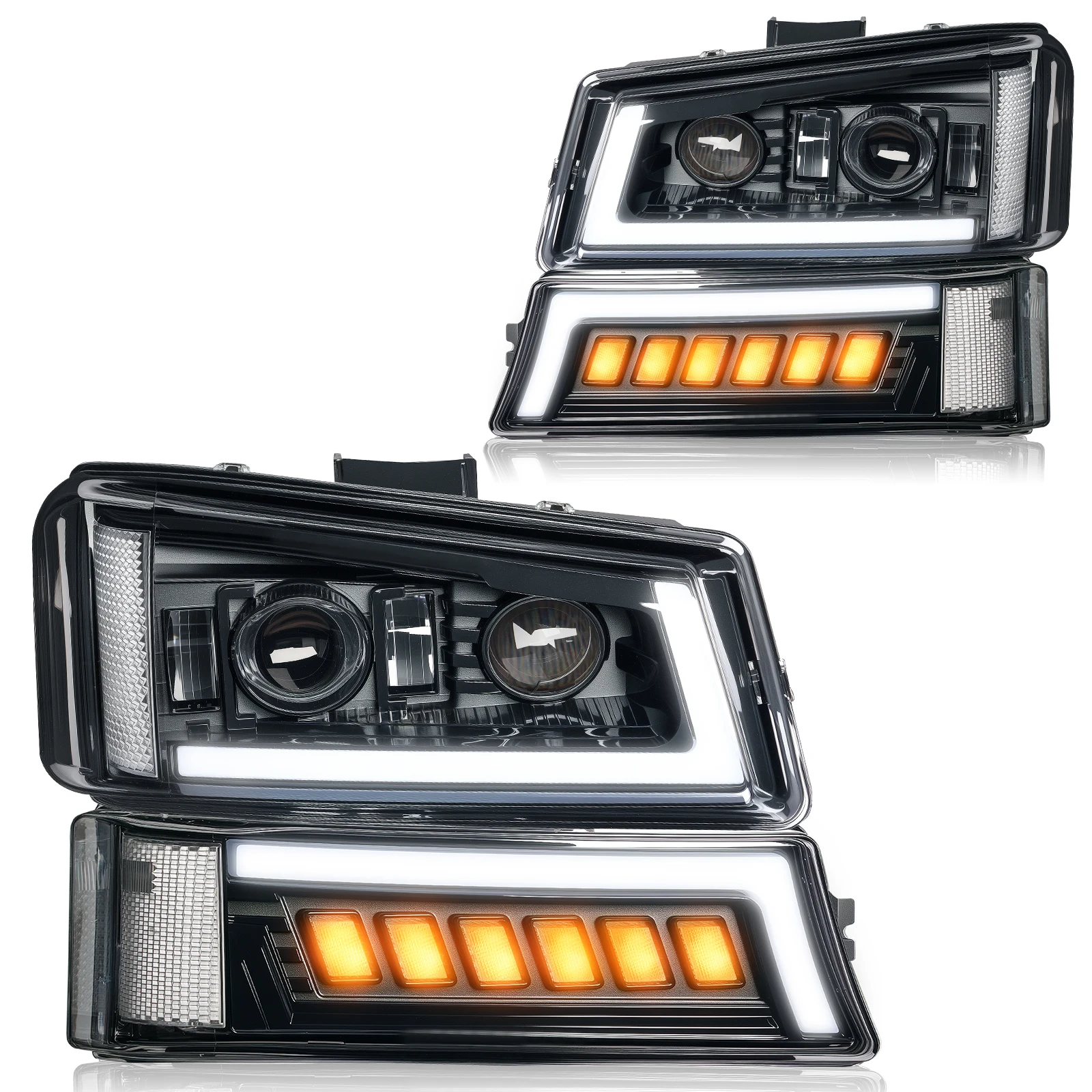 

Светодиодные фары в сборе, одобренные DOT, указатель поворота DRL, уплотненный боковой маркер дальнего/ближнего света для Chevy Silverado Avalanche 2003-2006 годов