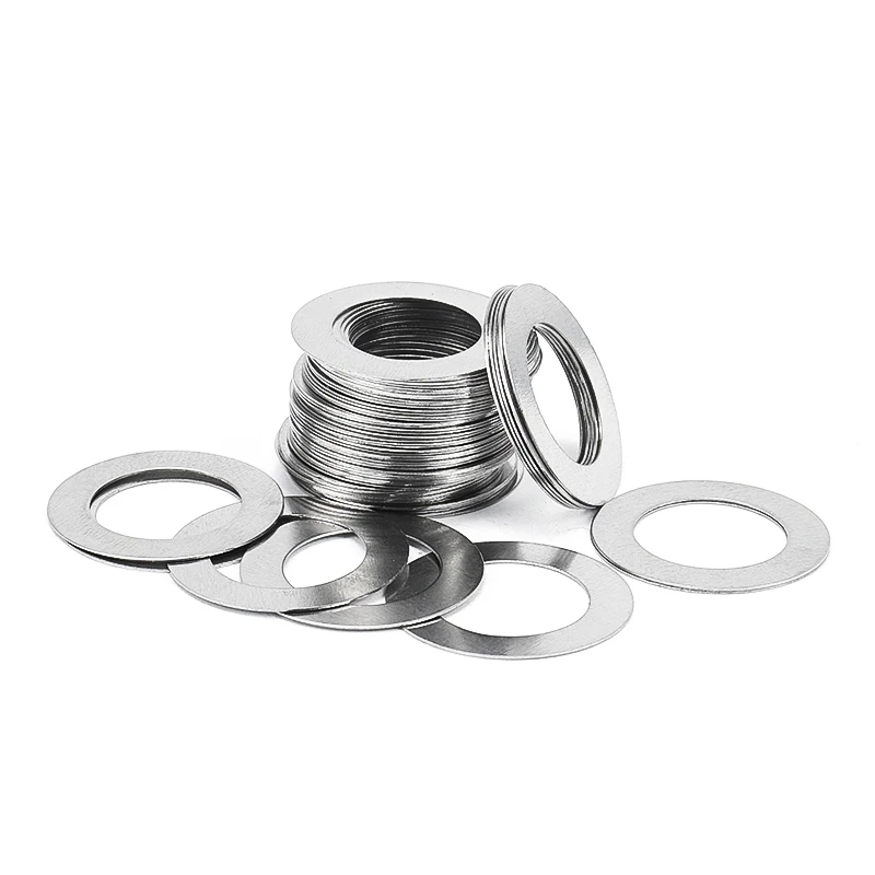 20szt/lot 304 Ultra cienka płaska podkładka ze stali nierdzewnej M3 M4 M5 M6 M8 M10 M12 M14 Podkładka regulacyjna Uszczelka zwykła 0,1/0,2/0,3 mm — zdjęcie 5