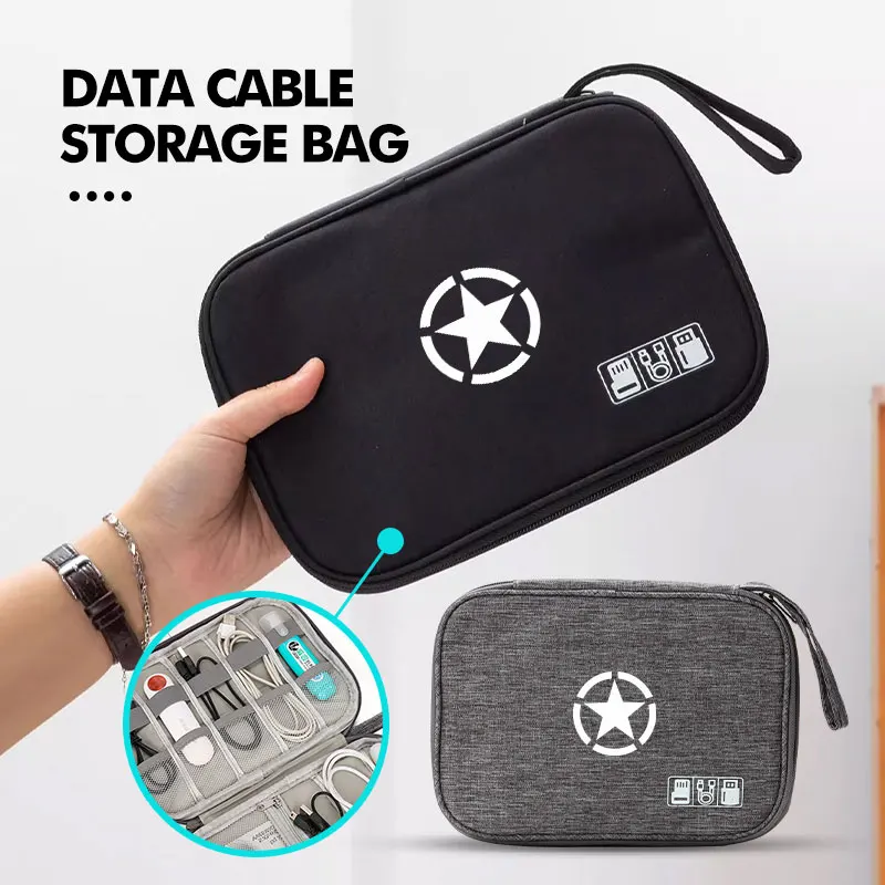 Bolsa organizadora de cables portátil, soporte para auriculares y cable de datos USB para Jeep Cherokee Wrangler JK JL Patriot Liberty Commander
