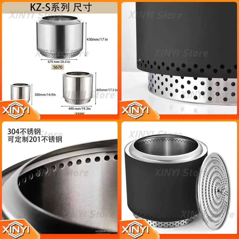 Large Outdoor Stainless Steel Smokeless Wood Stove for Courtyard Camping Bonfire Stove Manufacturer Durable