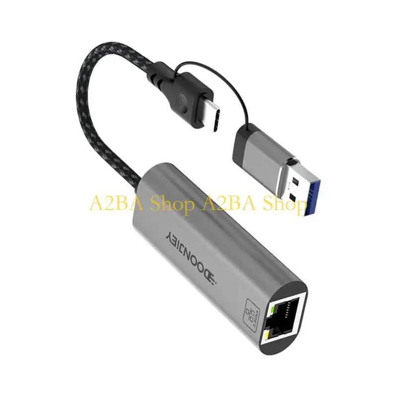A2BA USB3.0 To RJ45 Gigabit Ethernet Adapter 2500Mbps Fast Speed Corded Internet For Laptops