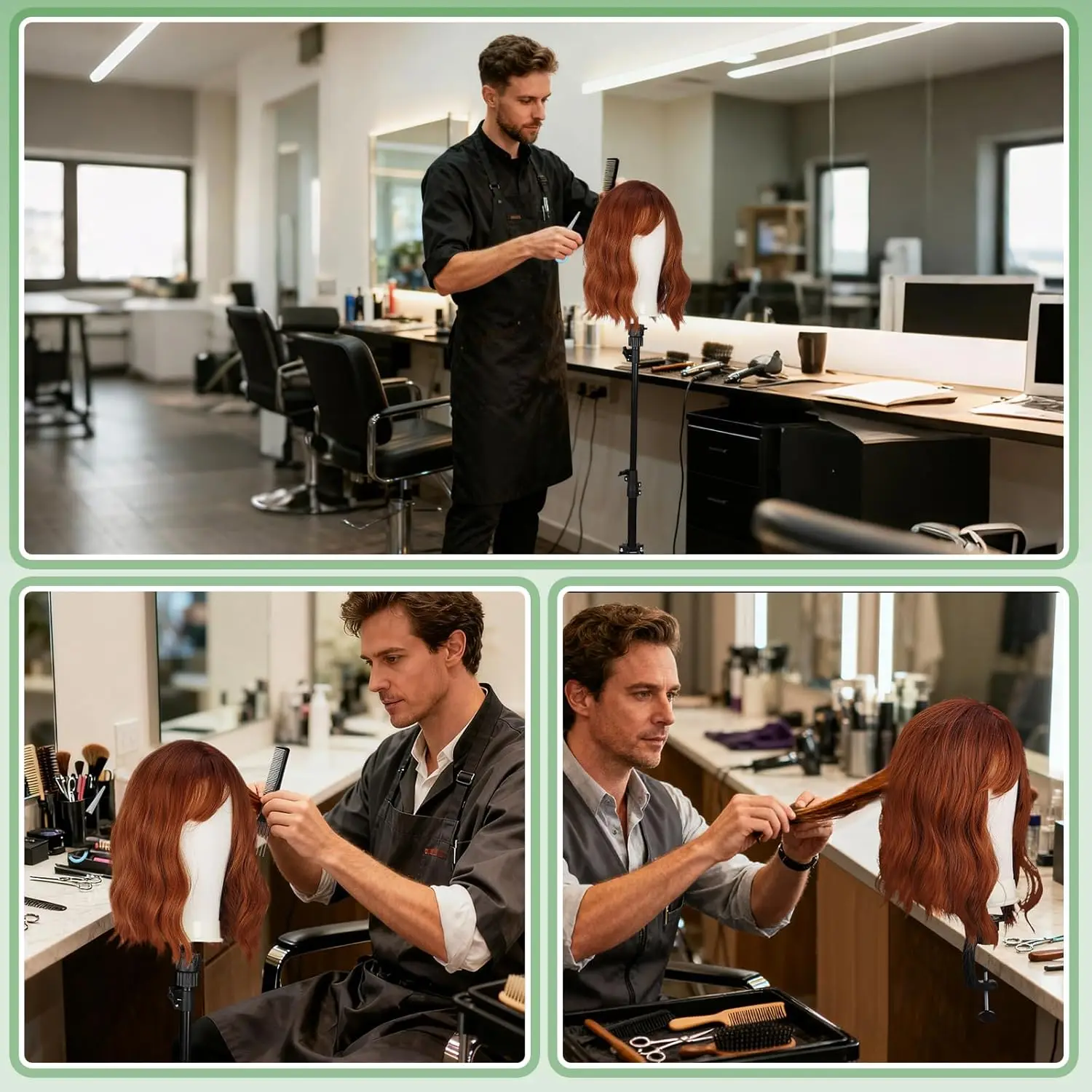22'' Canvas Wig Head With 61'' Adjustable Tripod Stand, Mannequin Head Set For Wigs Making Display, For Beginners And Profession_voghion.com