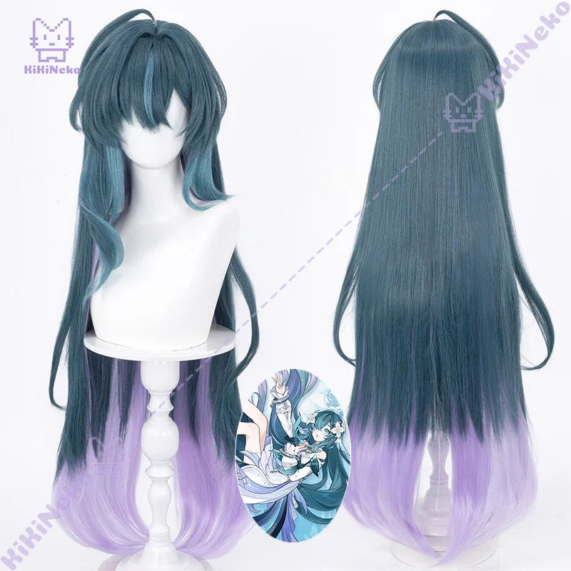 Game Genshin Impact Vodyanitsa Cosplay Wig 1m Color Gradient Scalp Top Character Style For Halloween Comicon Party Adult Women M