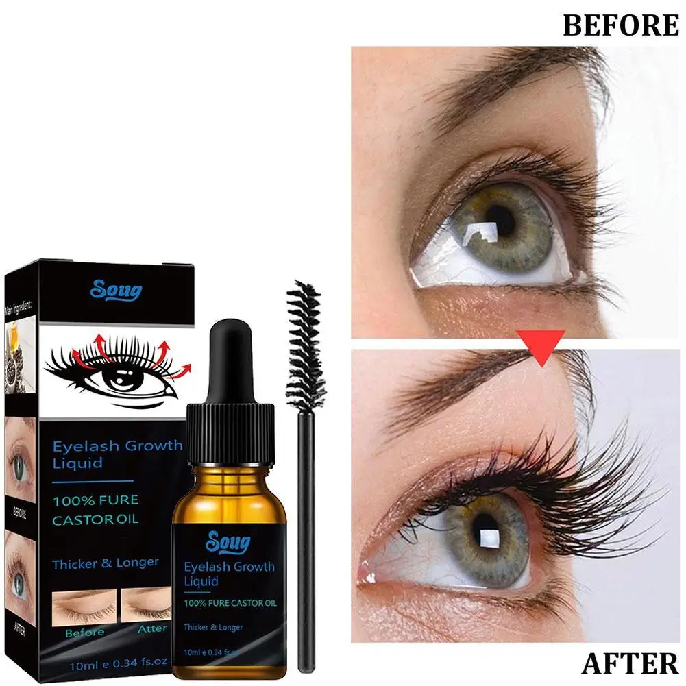 Natural Castor Oil para homens e mulheres, crescimento dos cílios, óleo de primer, crescimento da sobrancelha, Lash Boost, Lash Boost, N0V8, 10ml