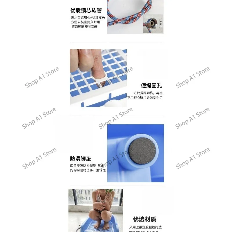 Automatic Flushing Dog Toilet Direct Drain to Sewer, Self Cleaning Small Dog Teddy Cat Litter Box Urinal Potty Tray