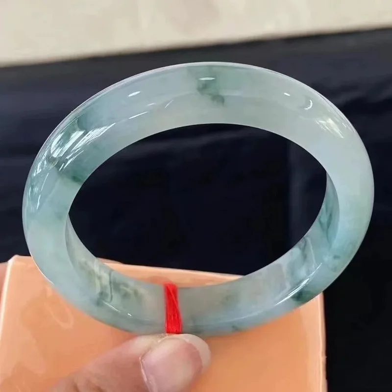 Myanmar jadeite with blue floral patterns, women's bracelet from the Laokeng mine, a gift for mom