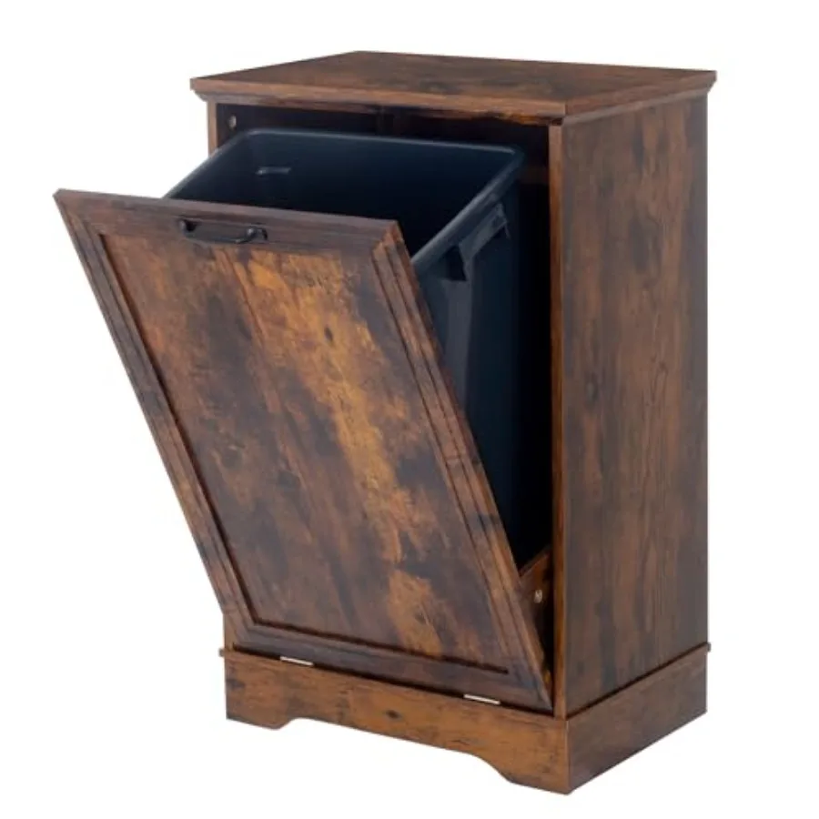 

13 Gallons Tilt Out Trash Cabinet, Hidden Trash Can Cabinet Wooden Tilt Out Pet Proof Hidden Trash Bin Cabinet for Kitchen Livi
