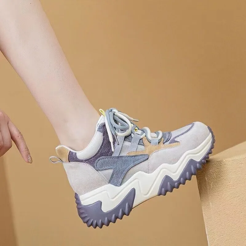 Thick Sole Dad Shoes Women 2023 Autumn/Winter New Korean Edition Color Matching Trend Versatile Candy Color Casual Sports Shoes