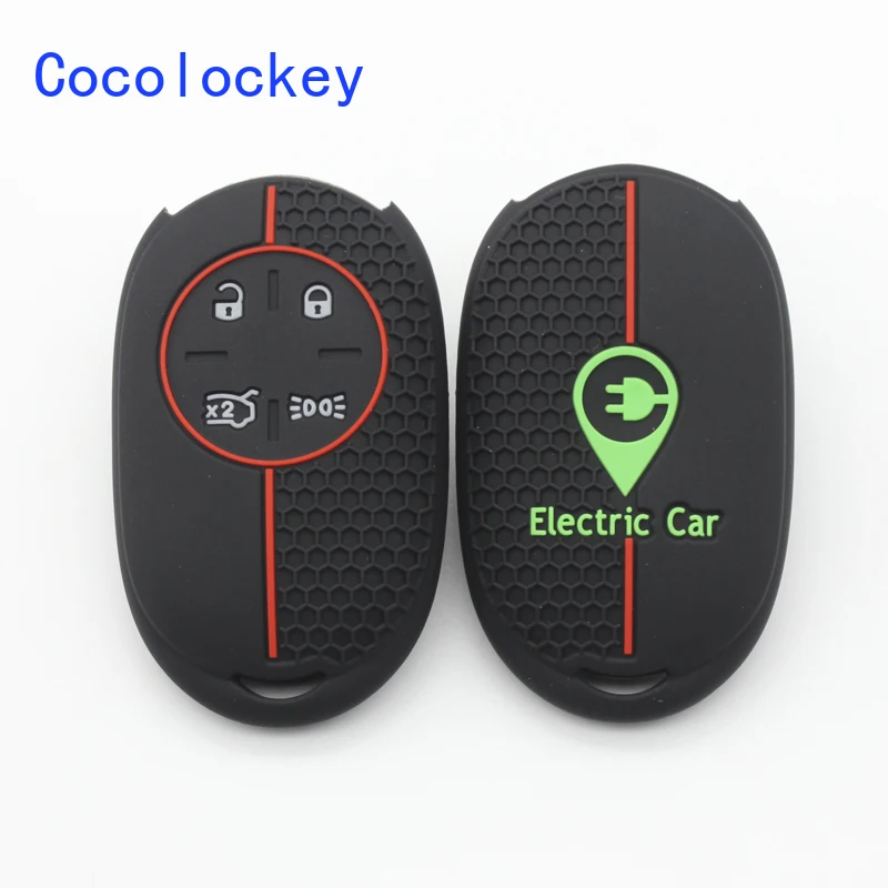 Cocolockey Silicone Remote Key Holder Keychain Accessories Car Key Cover Case for Fiat 500 EV 500e 500 X Topolino