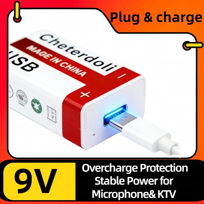 

Aleaivy 9V 9900mAh Li-ion Rechargeable Battery with USB Port – Overcharge Protection Stable Power for Microphone& KTV (1-10 Pcs)