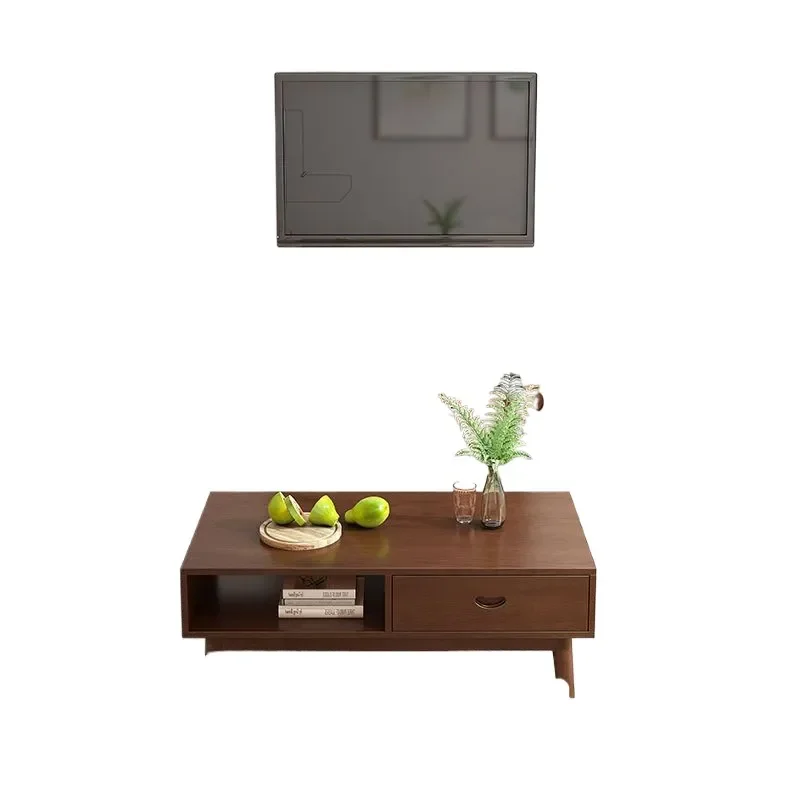 New Nordic Style Solid Wood TV Cabinet Modern Simple Living Room Bedroom Home Log Coffee Table Floor Cabinet High Low Group