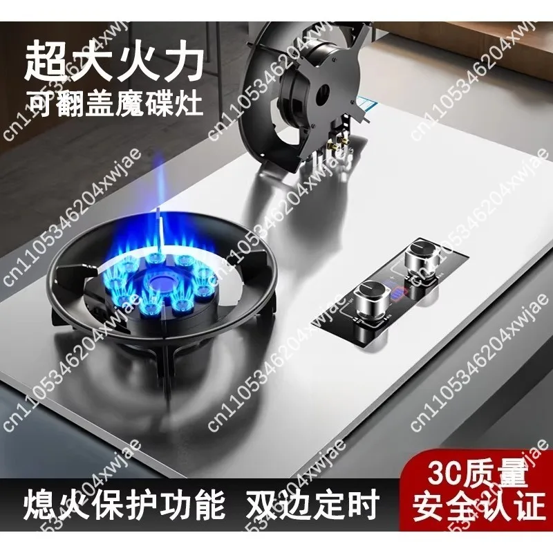 High Power Gas Cooker 2 Burners, Household Built-in/Tabletop Natural Gas Stove with Energy Saving, LPG Compatible Kitchen Hob
