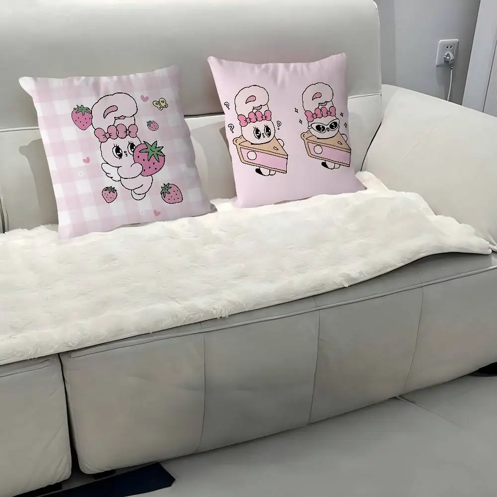 غطاء وسادة EstherS Anime Bunny غطاء وسادة قابل للإزالة وقابل للغسل - كتان ناعم لجميع المواسم