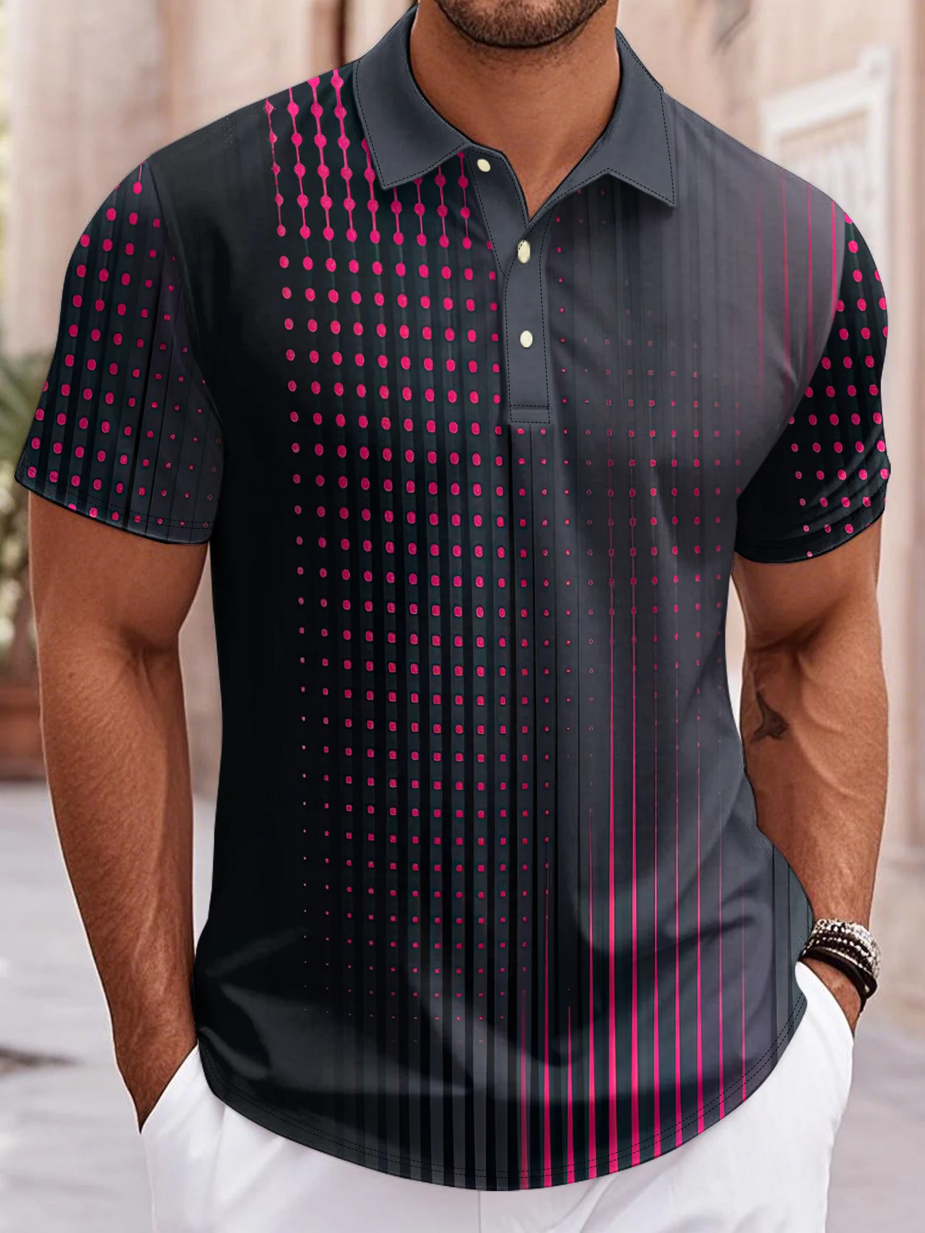 

Summer Polo Shirts for Men Short Sleeve Men's Clothing Collar 3D Printing Plain Shirt Striped Polo Tees Fashion Pullover Tops