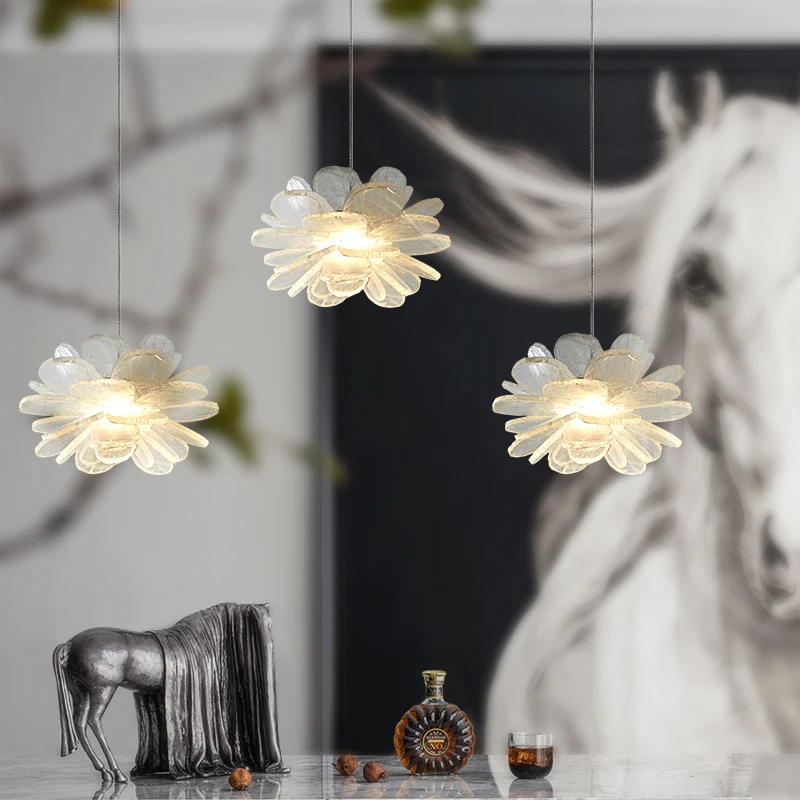 

Natural Stone Lotus Pendant lamps American Modern Pendant Chandelier Lights Fixture Bedroom Dining Room Restaurant Hanging Lamp