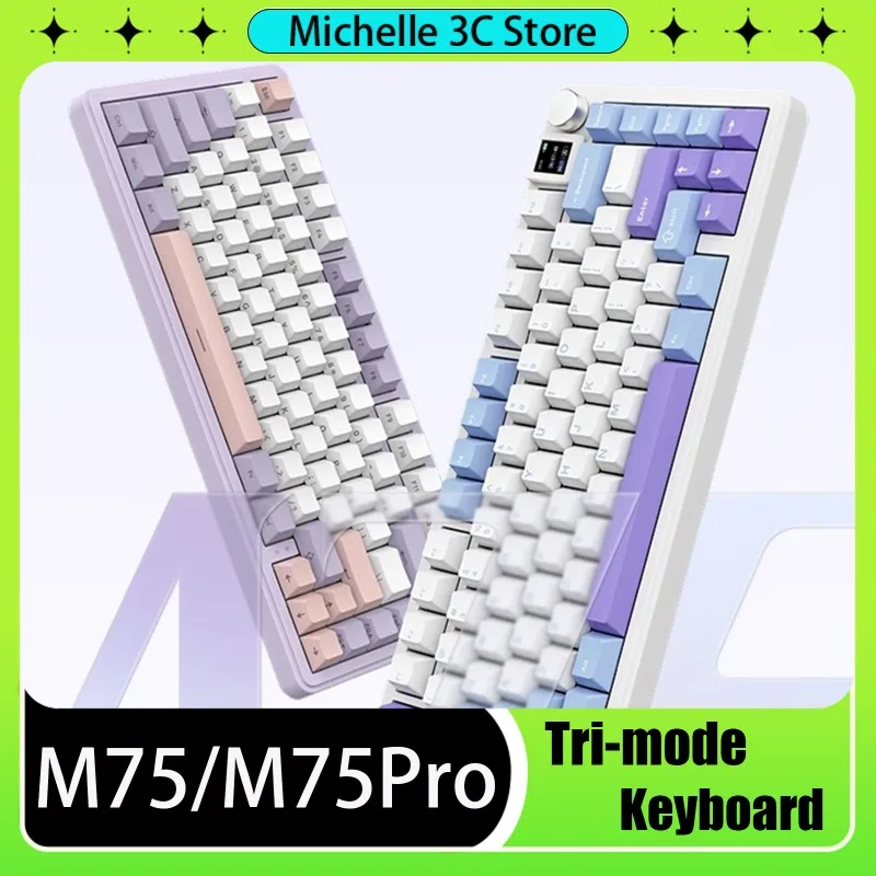 M75/M75PRO Mechanical Keyboard 3Mode USB/2.4G/Bluetooth Wireless Keyboard Hot-Swap RGB Backlit 80Keys Custom Game Keyboard Gifts