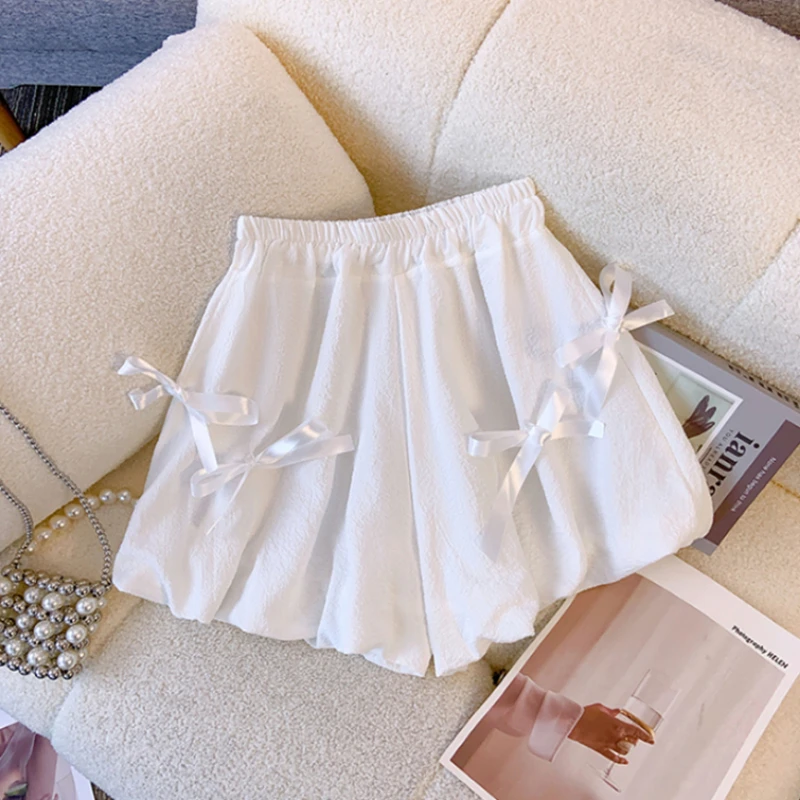 

Шорты с милым бантом, женская одежда, модные летние однотонные брюки, 2025 г., Ropa Mujer Y2k, одежда Pantalones Cortos De Mujer, корейские шорты