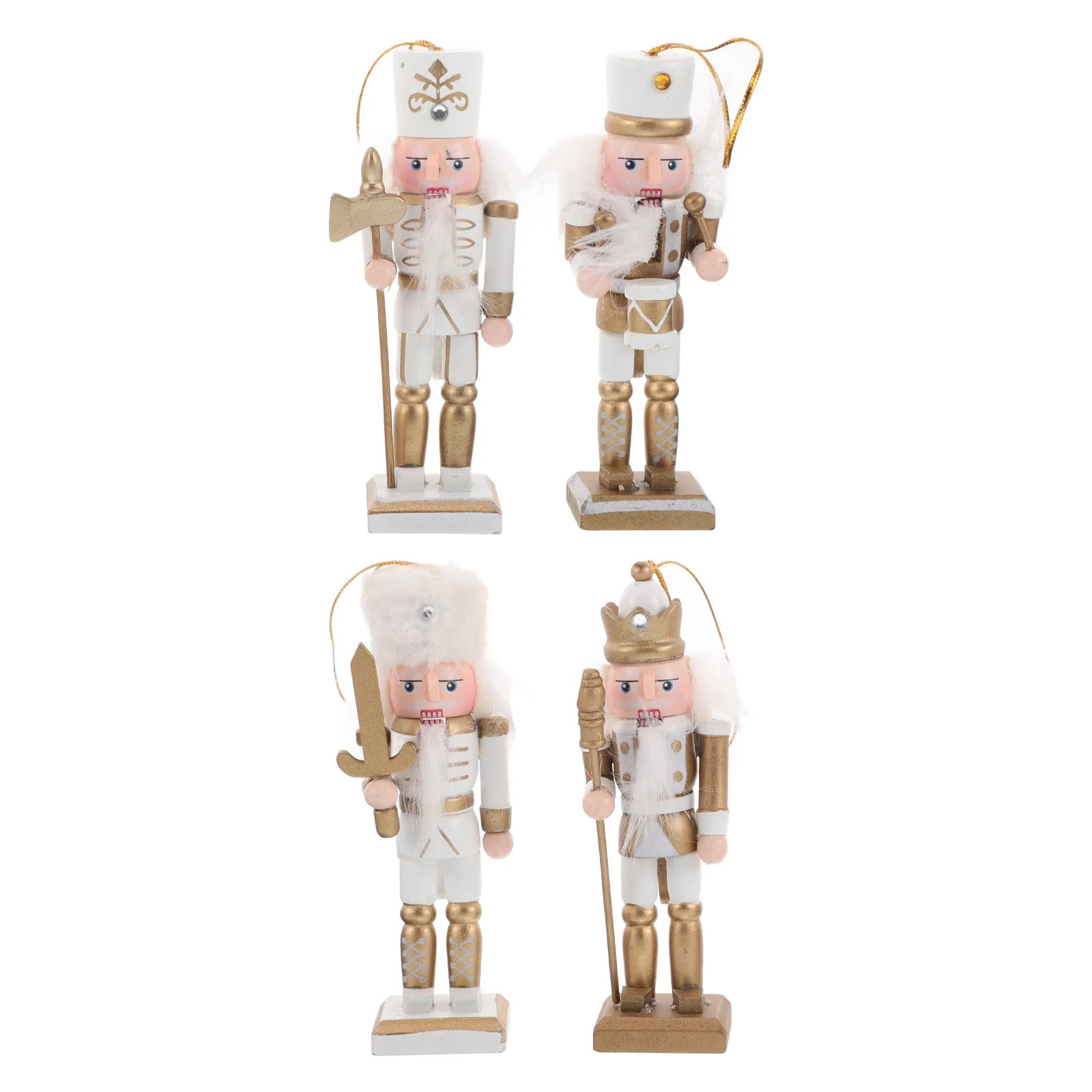 

4Pcs Wooden Nutcracker Pendant Hanging Christmas Decoration for Xmas Tree Home Office Indoor Festive Party Decor