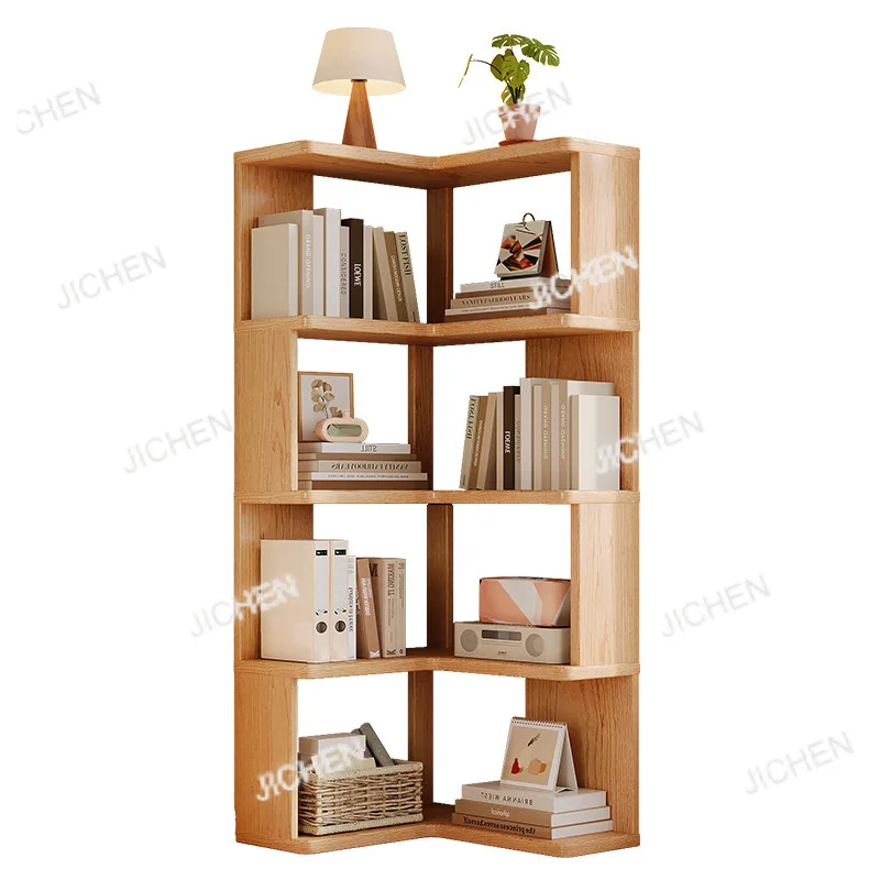 

Neu Solid Wood Shelves Floor Corner Household Corner Bookcase Living Room Multi-layer Corner Storage Simple Bookshelf Display
