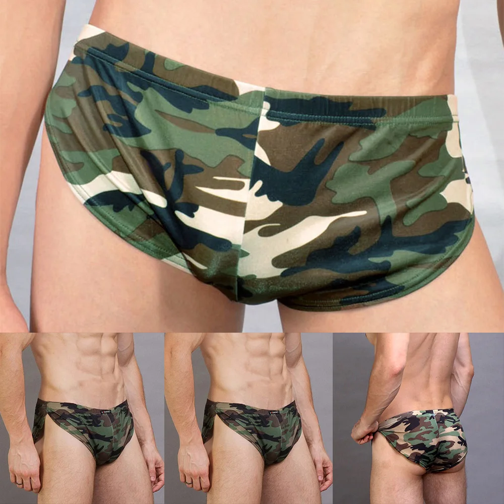 Men\'s Arrow Shorts Camouflage BoxersMen\'s Ice Silk Ultra-Thin Boxer Slip Homme Briefs Pouch Underwear Shorts Trunks Underpants