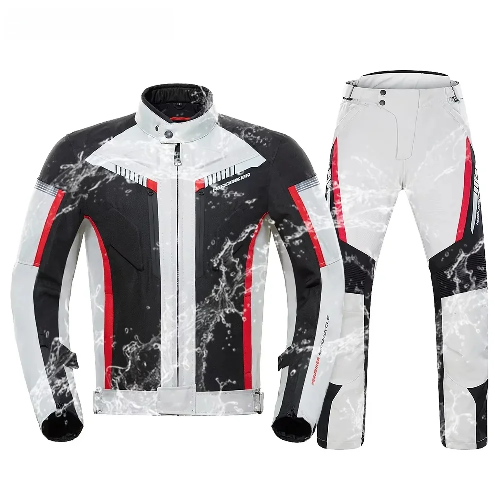 HEROBIKER Waterproof Motorcycle Jacket Man Racing Jacket Wearable Motorcycle Pants Moto Clothing With EVA Protection