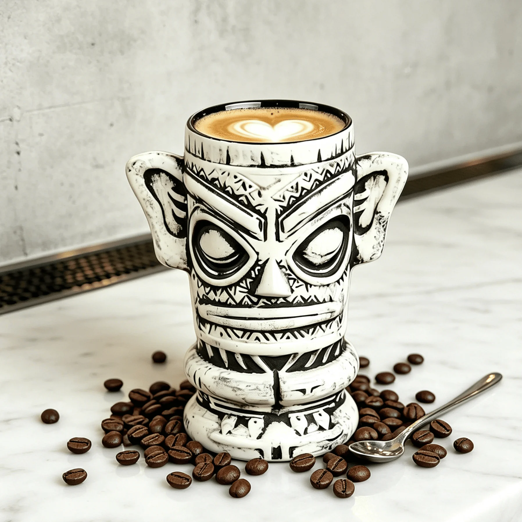 Multi-Purpose Ceramic Tiki Cup - Bamboo Pattern Cocktail Glass, Pen Holder Makeup Brush Organizer for Tiki Bar & Home Decor