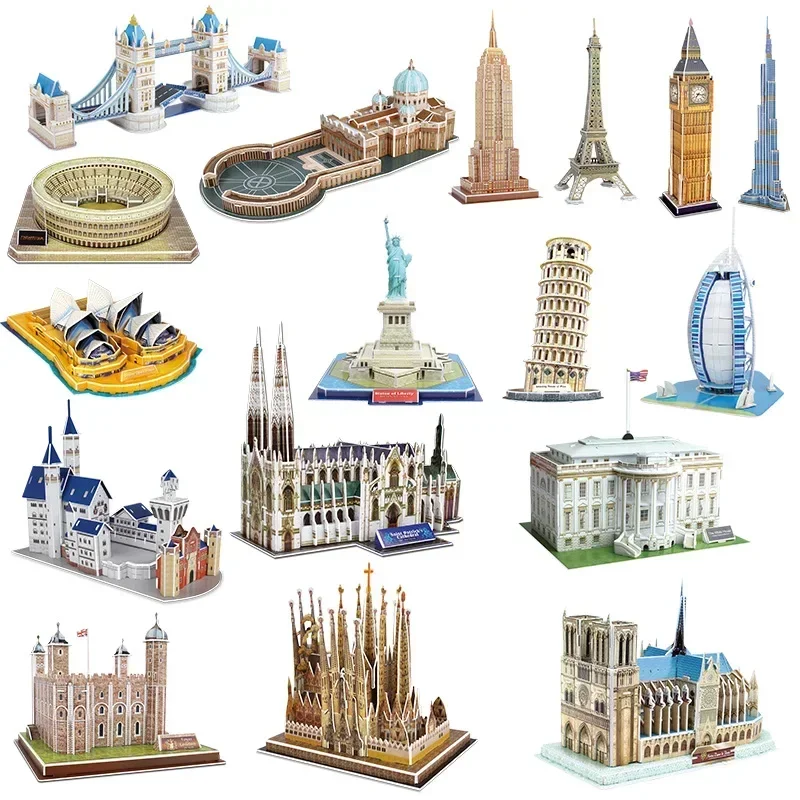 

Intellectual Development 3D Paper Puzzle Model World Scenic Area Architecture Children's Thinking Enlightenment Jigsaw Puzzle