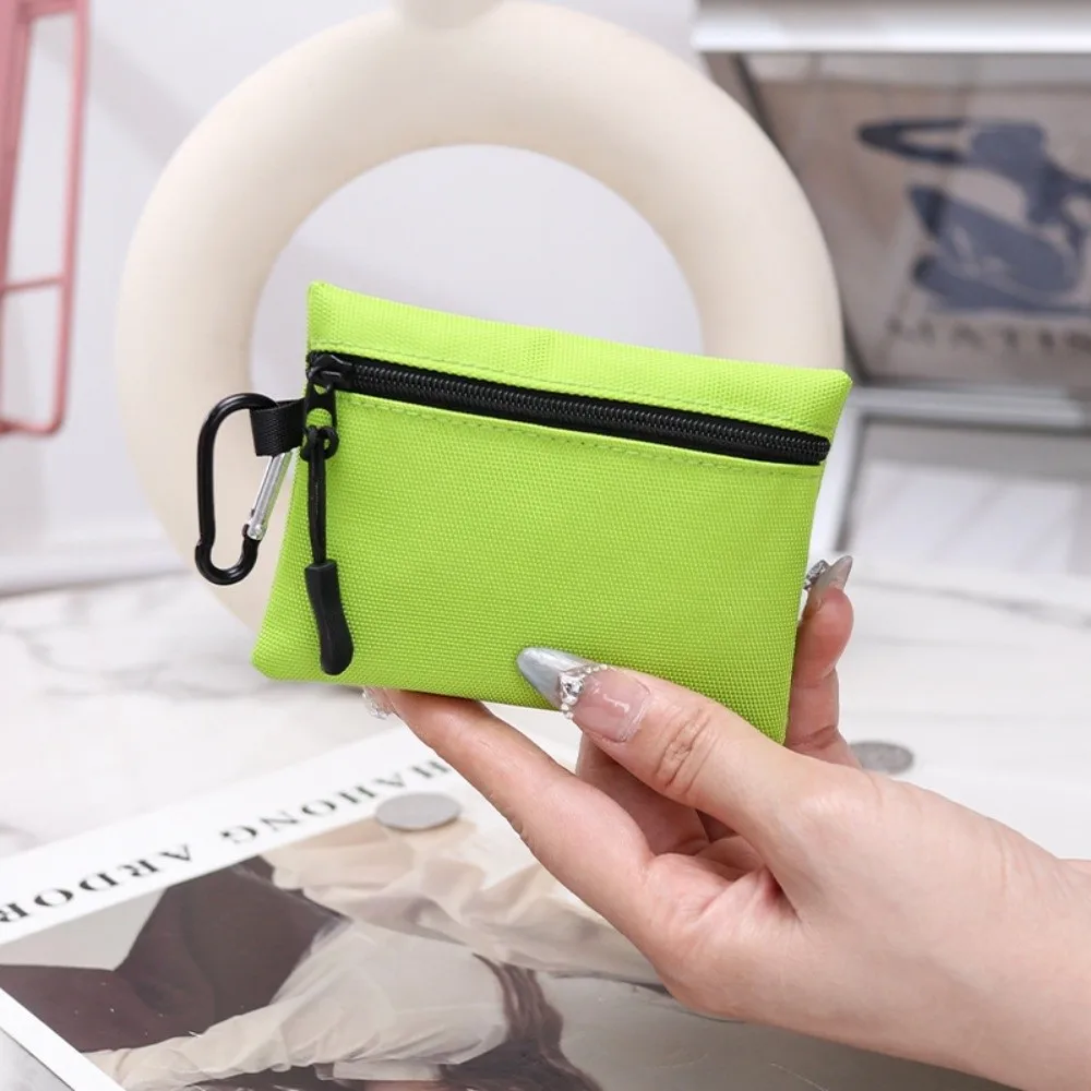 Practical Canvas Coin Purse Zipper Solid Color Key Pouch Mini Size Ultra Light Small Item Bag For Men