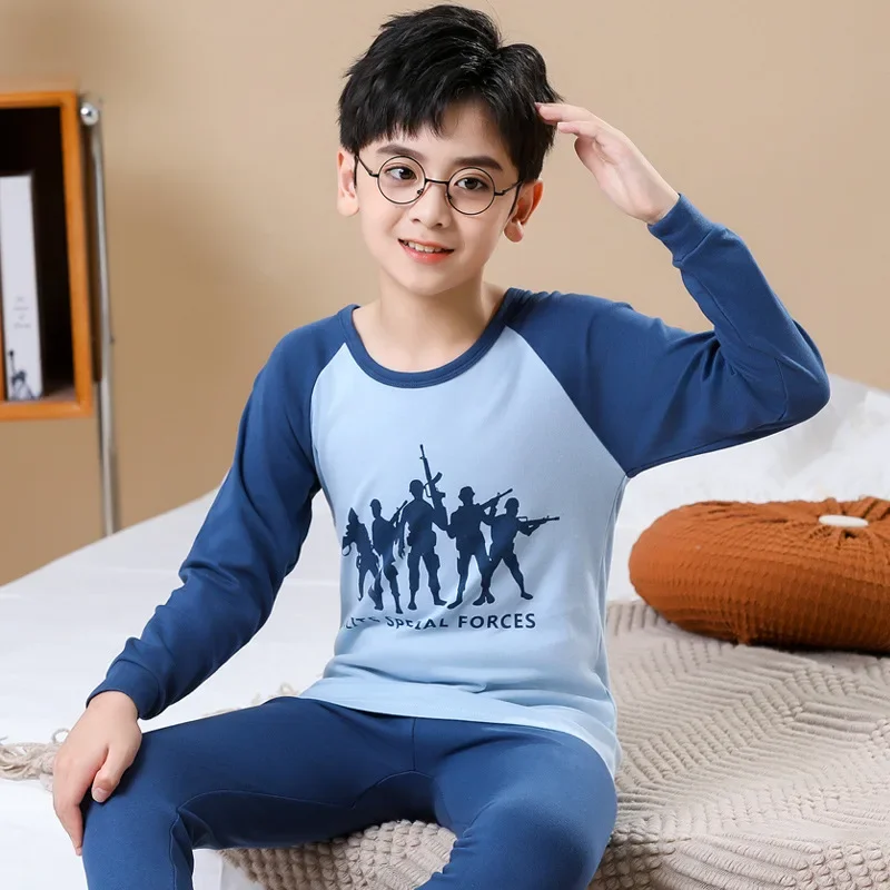 Kids Boys Pajamas Autumn Long Sleeved Children's Clothing Sleepwear Teen Pajama Cotton Pyjamas Sets for Baby 6 8 10 12 14 Years