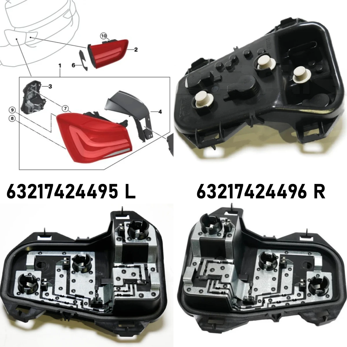 

Для BMW 1 серии F20 F21 LCI 2014-2019 63217424495 63217424496 1x задняя левая и правая боковая лампа, держатель лампы, аксессуары для панели