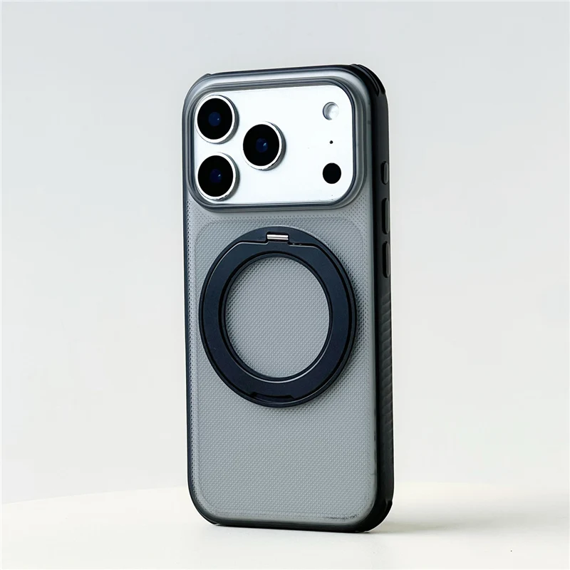 Magnetic Rotating Bracket Anti-Slip Bumper Armor Case For iPhone 17Pro Max 16Pro 17Pro For Magsafe Matte Shockproof Hard Cover