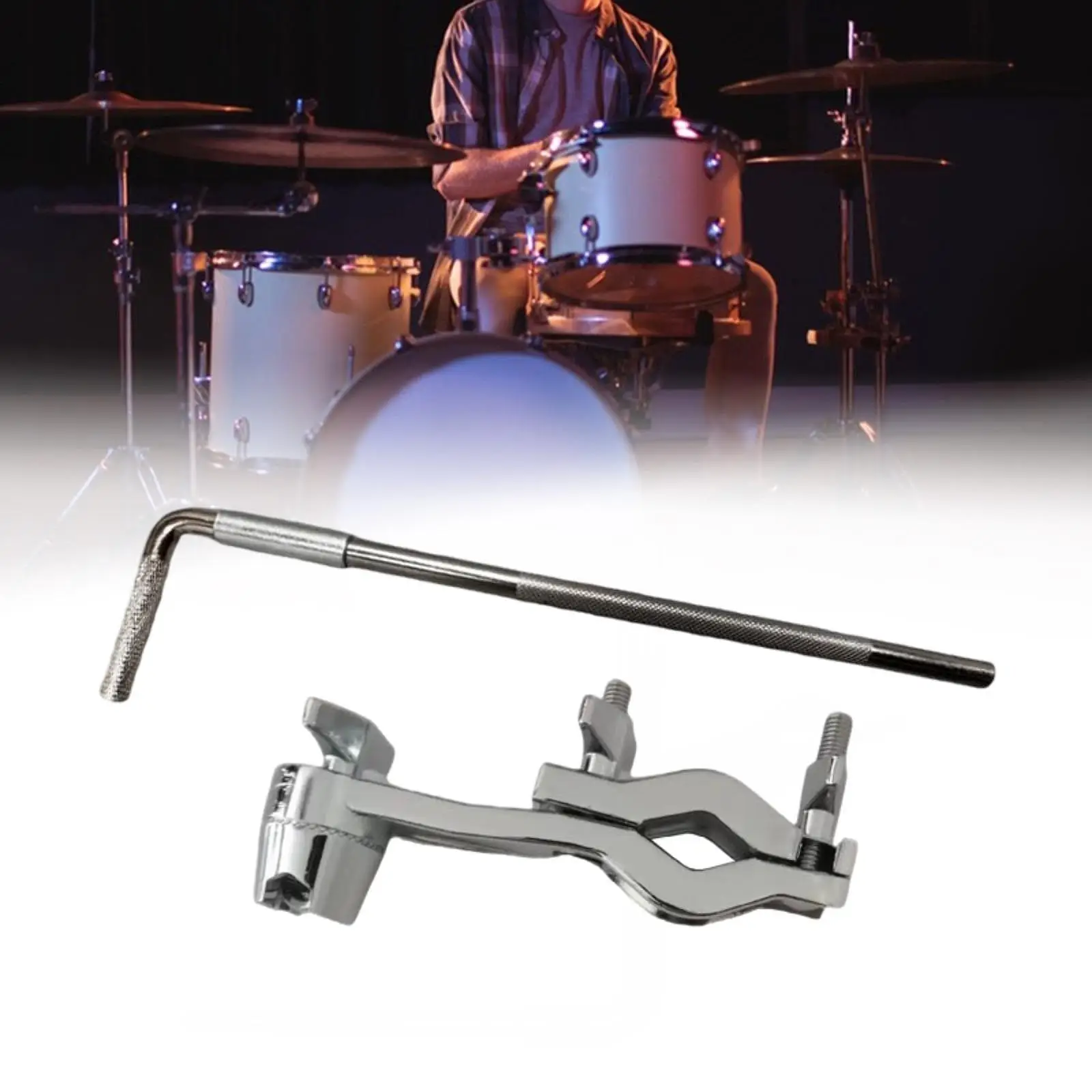 Cowbell Clamp Jam Block Mounting Bracket with L Rod for Music Instrument