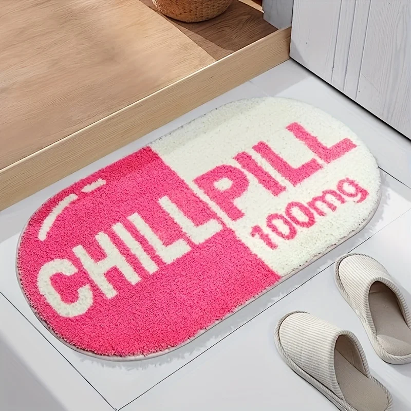 VIKAMA Cute and Soft Pink Oval-shaped Carpet Is Suitable for Bedroom Bedside Decoration, Bathroom Absorbent and Home Decor