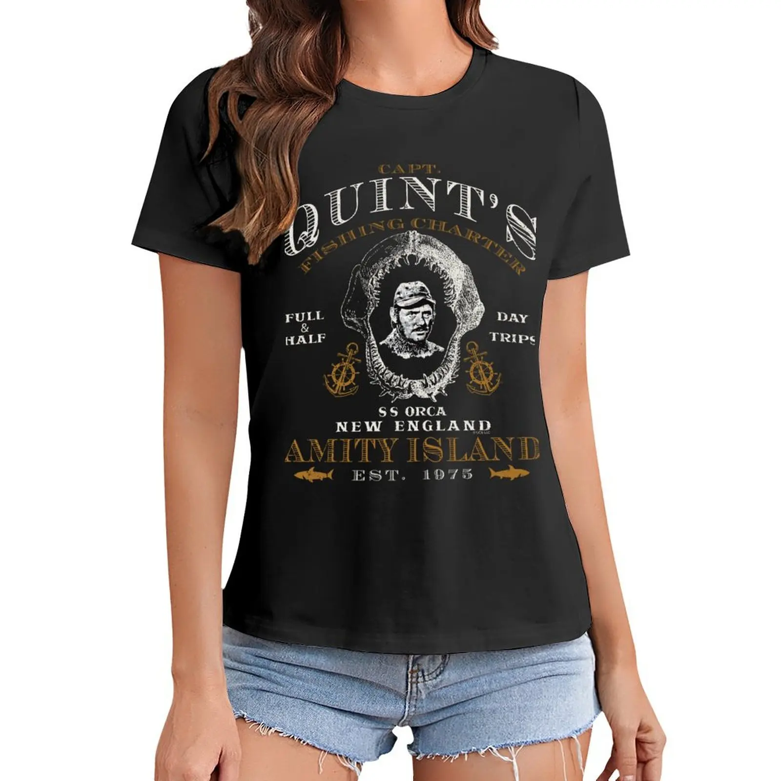 

Captain Quint's Jaw Skull (Universal  UCS LLC) T-Shirt tops cute clothes sublime summer top Women tops