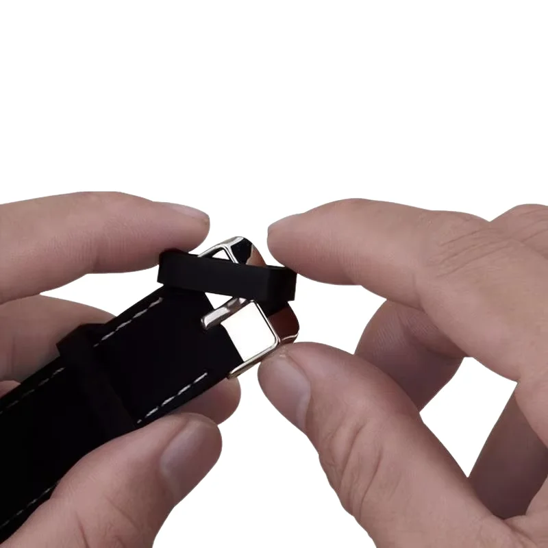 4 Stück schwarze Gummi-Uhrenarmbänder Silikon-Uhrenarmbänder Zubehör Halter Locker 12 14 16 18 20 22 24 26 28 30 mm Riemen-Schlaufenring – Detail 7