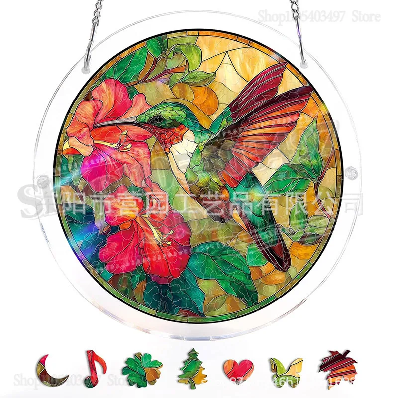 83 Pieces Acrylic Suncatcher Puzzle,DIY Suncatcher Kits Unique Dawn Blossom Sea Acrylic Sun Catcher Puzzle Kit for Garden & Home