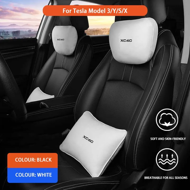 

Car Neck Pillow Seat Headrest Lumbar Support Pillow Spine For Volvo XC60 XC90 S60 XC40 XC70 V60 V90 Logo 2023 2024 Accessories