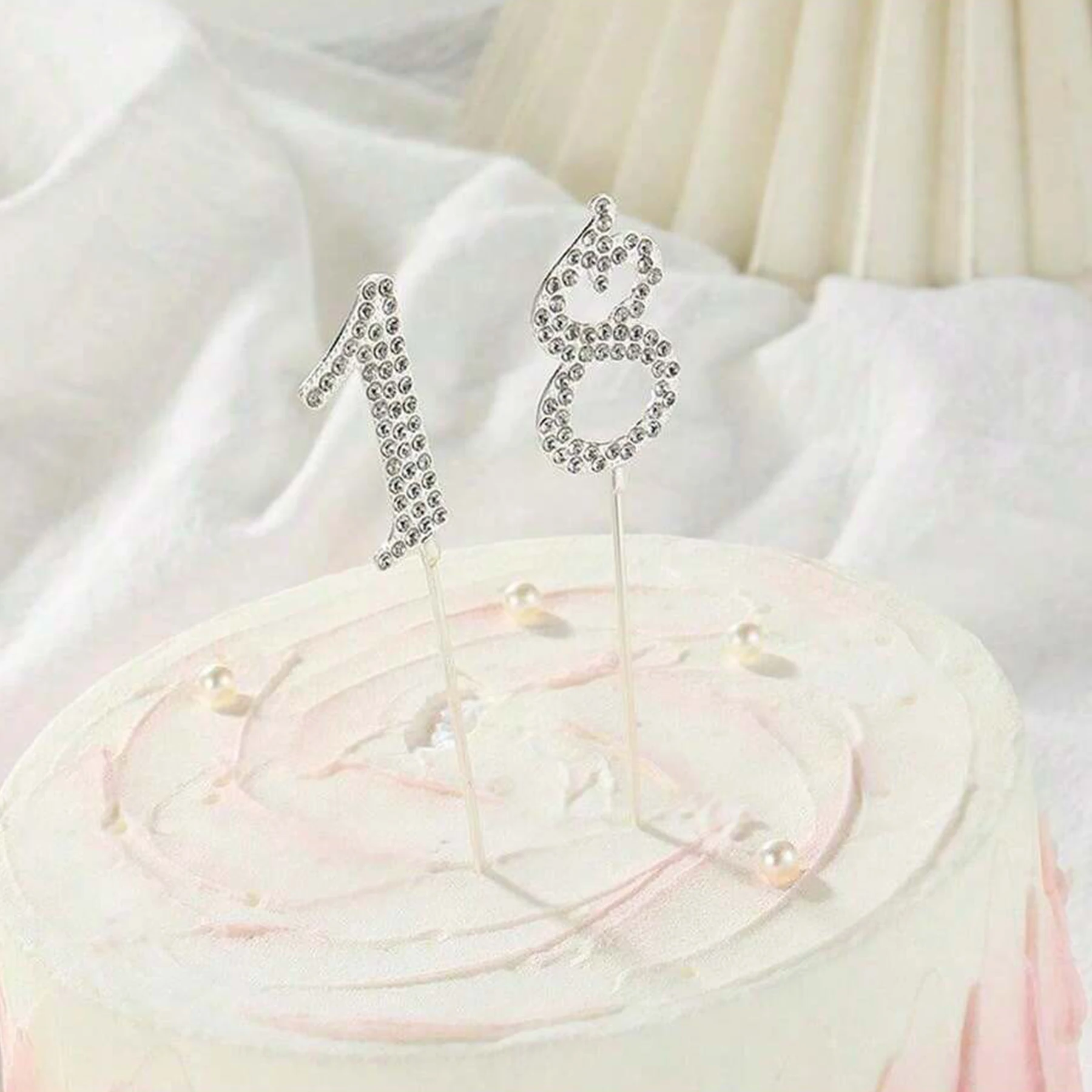 0-9 Legierungs-Strass-Tortendekorationen in Gold und Silber für Geburtstagsdekoration, Hochzeit, digitale Tortendekoration – Detail 3