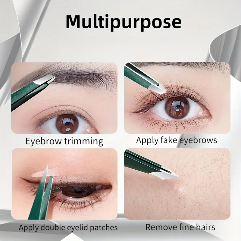 Conjunto de pinças de aço inoxidável, 4 unidades, clipe de sobrancelha, extrator de cabelo fino multifuncional, adequado para remoção de pelos faciais