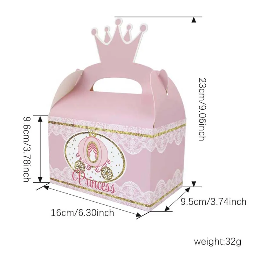12PCS Princess Prince Birthday Theme Party Gift Candy Cake Handheld Box view 6