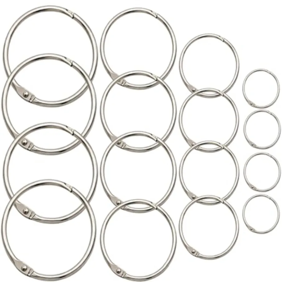 

12 Pack Binder Rings, 1 2 3 4 Inch Assorted Silver Metal Loose Leaf Book Rings with Plastic Storage Box for Index Cards, Flashc