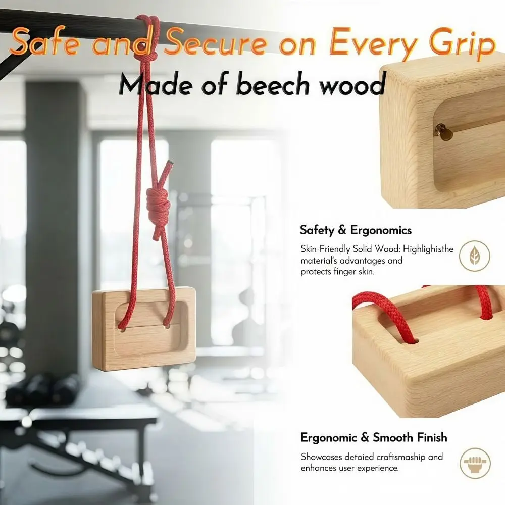 Wooden Climbing Hangboard Sturdy Portable Grip Blocks Dual Depth Dual Pocket Finger Strength Trainer Power Forearm Training