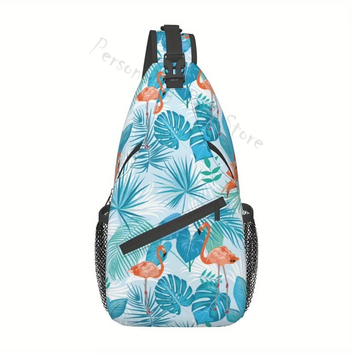 Bandolera de ramas azules y Flamenco para hombre y mujer, mochila de hombro, bolso de pecho, mochila de día, viaje, senderismo